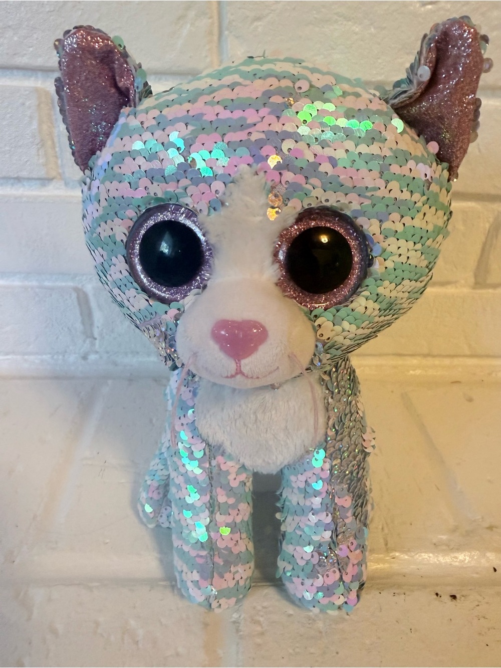TY- Whimsy- Beanie Boo Sequin Flippy Sparkle Cat Plush Toy